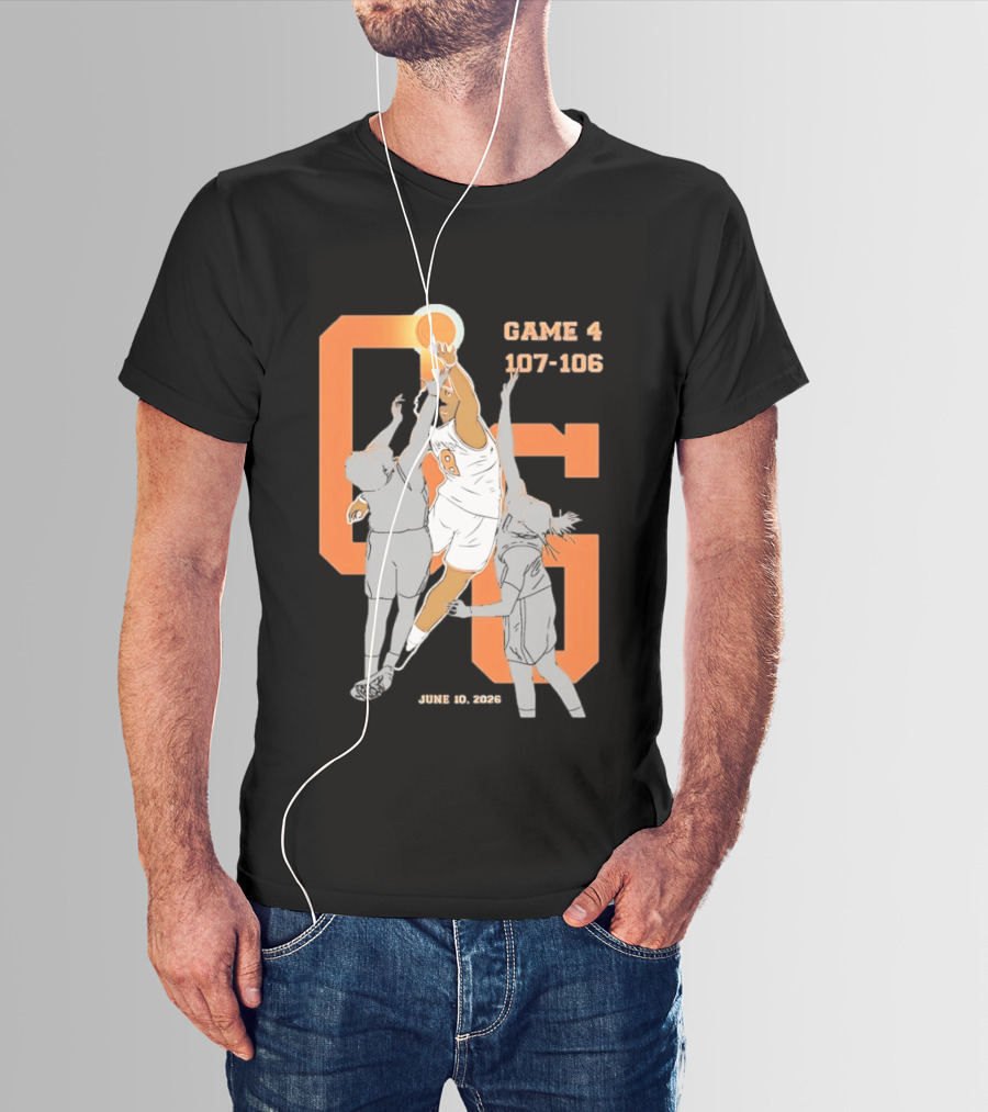 Game 4 107 106 June 10 2026 Basketball Player Dunk Action T-Shirt