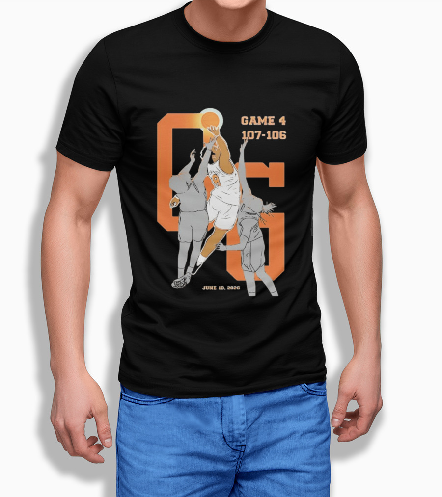 Game 4 107 106 June 10 2026 Basketball Player Dunk Action T-Shirt