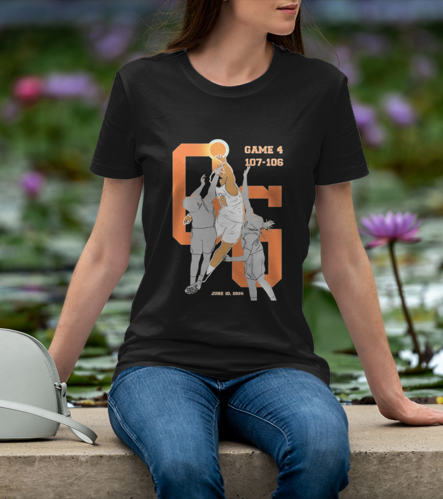 Game 4 107 106 June 10 2026 Basketball Player Dunk Action T-Shirt