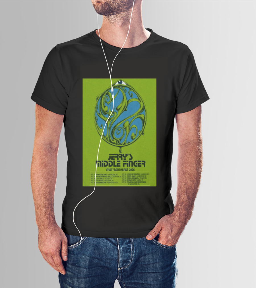 Jerry's Middle Finger East Southeast 2026 Tour Dates With Artistic Eye T-Shirt