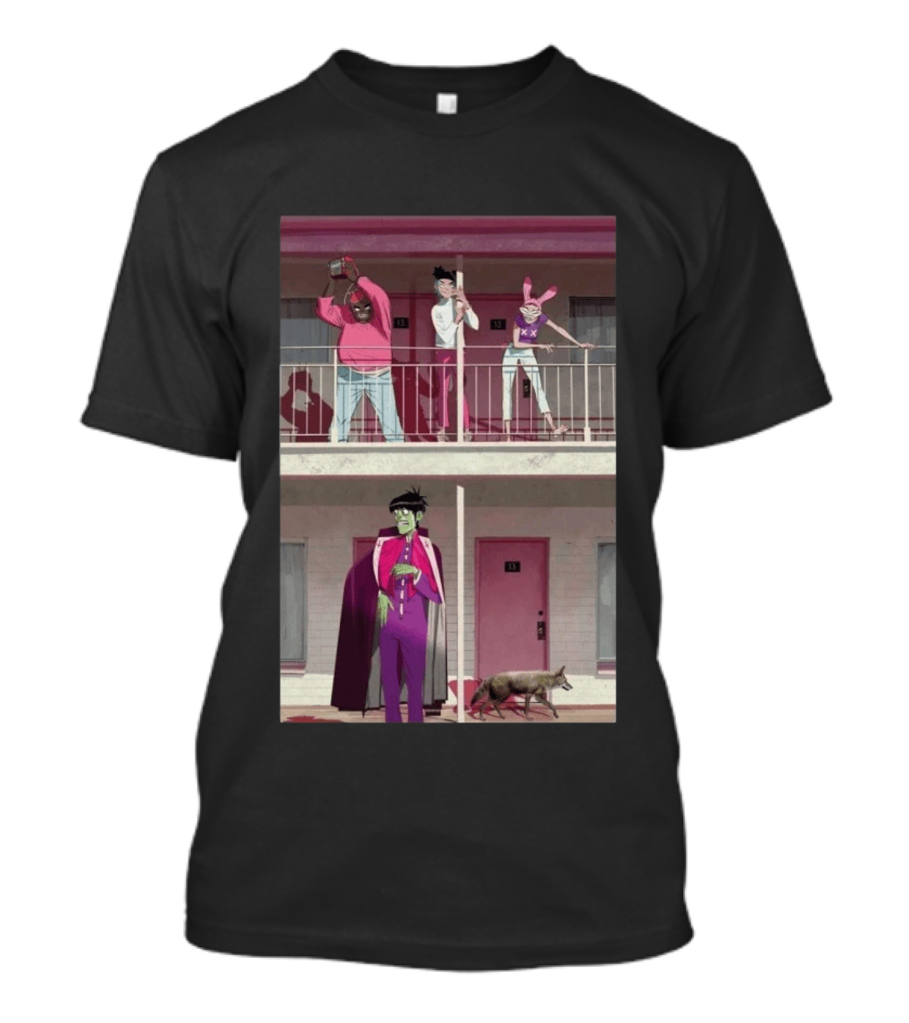 Gorillaz Motel Room 13 And 23 Anime Style Character Scene T-Shirt