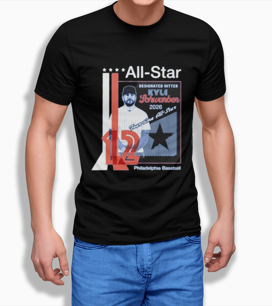 Philadelphia Baseball Designated Hitter Kyle Schwarber 2026 Four Time All Star No 12 T-Shirt