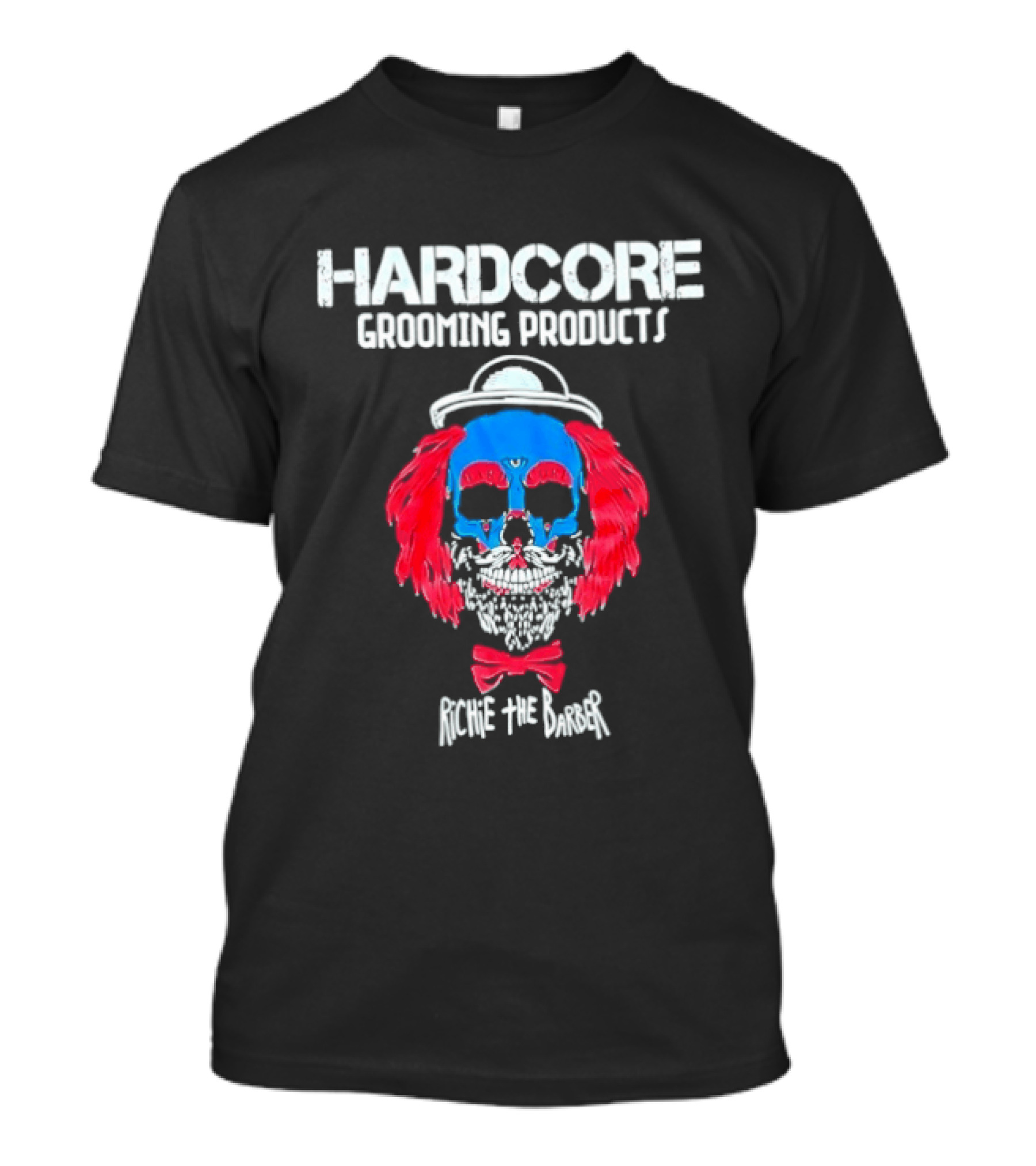 Hardcore Grooming Products Richie The Barber Skull Art Bow Tie T-Shirt