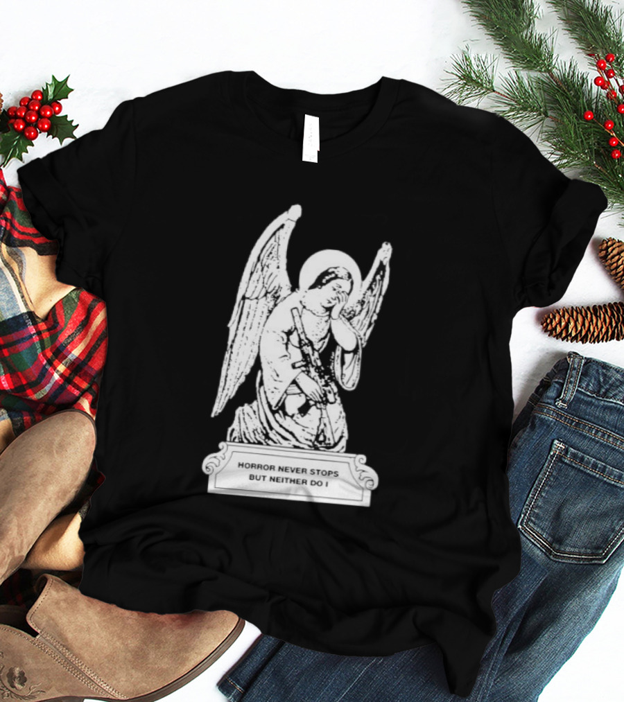 Horror Never Stops Angel With Rifle Resilience T-Shirt