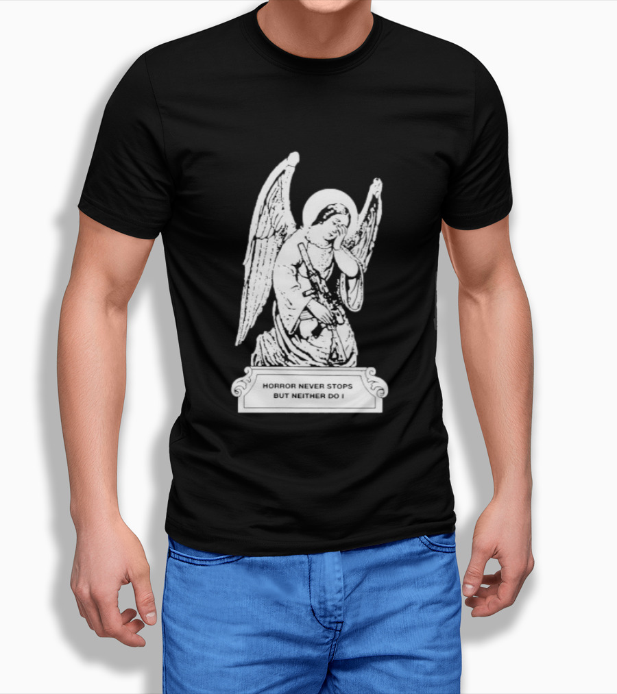 Horror Never Stops Angel With Rifle Resilience T-Shirt
