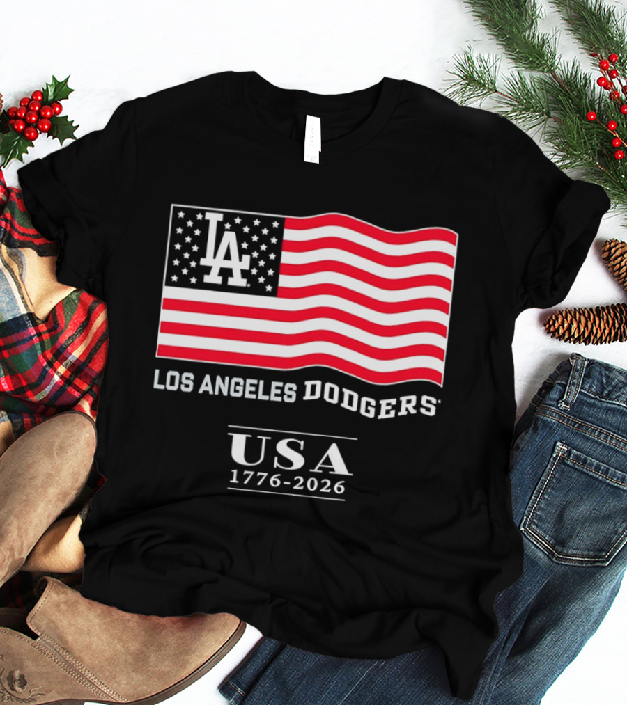 Los Angeles Dodgers USA Flag 1776 2026 T-Shirt