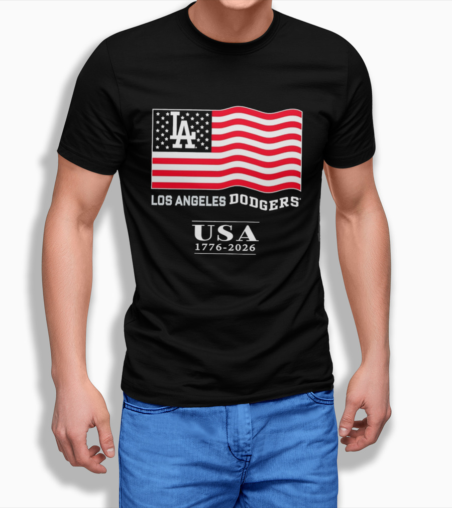 Los Angeles Dodgers USA Flag 1776 2026 T-Shirt