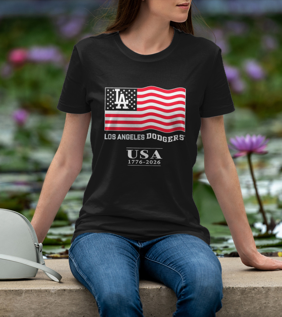 Los Angeles Dodgers USA Flag 1776 2026 T-Shirt