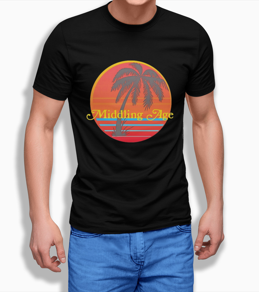 Middling Age Sunset Gradient Palm Tree Tropical T-Shirt