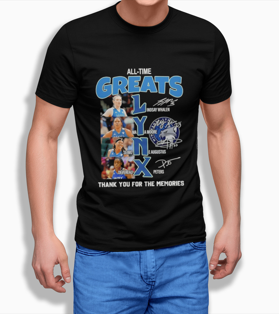 Minnesota Lynx All Time Greats Thank You For The Memories Signatures T-Shirt