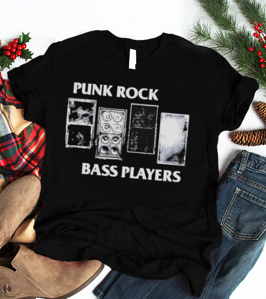 Punk Rock Bass Players Amplifier Musician Black White Speaker Cabinet T-Shirt
