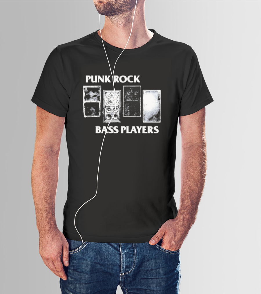 Punk Rock Bass Players Amplifier Musician Black White Speaker Cabinet T-Shirt