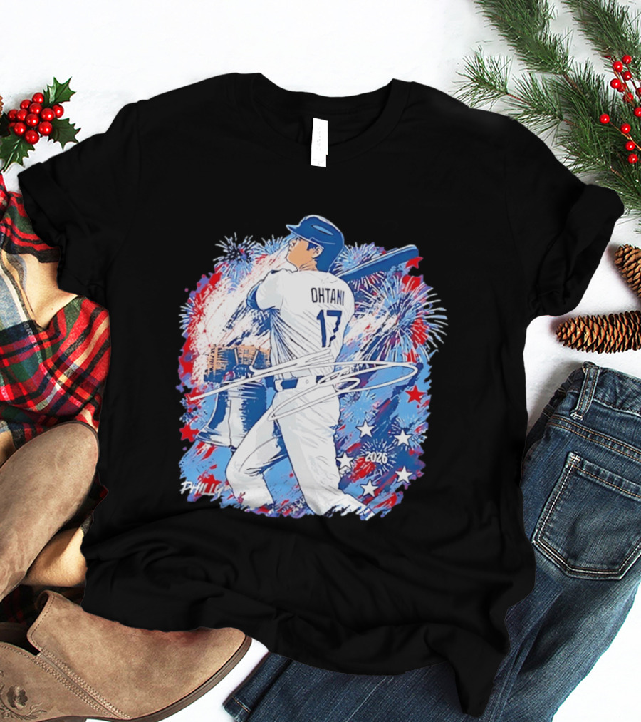 Ohtani 17 Philly 2026 Baseball Fireworks Liberty Bell T-Shirt