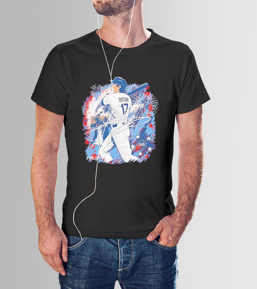 Ohtani 17 Philly 2026 Baseball Fireworks Liberty Bell T-Shirt