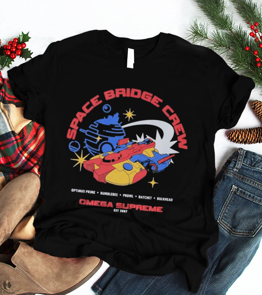 Space Bridge Crew Omega Supreme Optimus Prime Bumblebee Prowl Ratchet Bulkhead T-Shirt