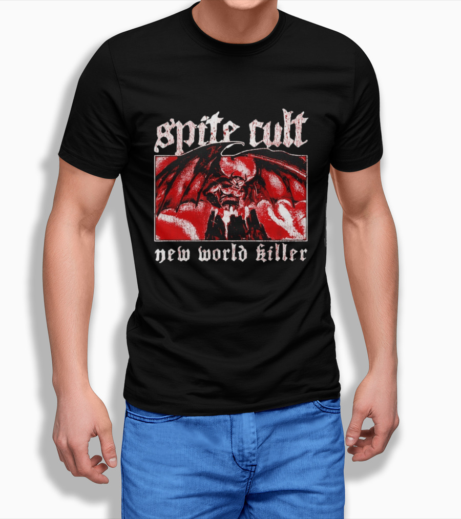 Spite Cult Horned Demon Spreading Wings On Mountain New World Killer T-Shirt