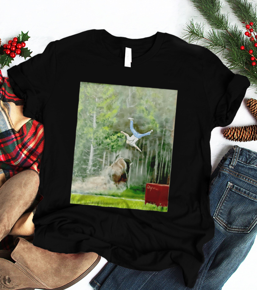 Sportman Epic Bison Attack Wildlife Painting T-Shirt