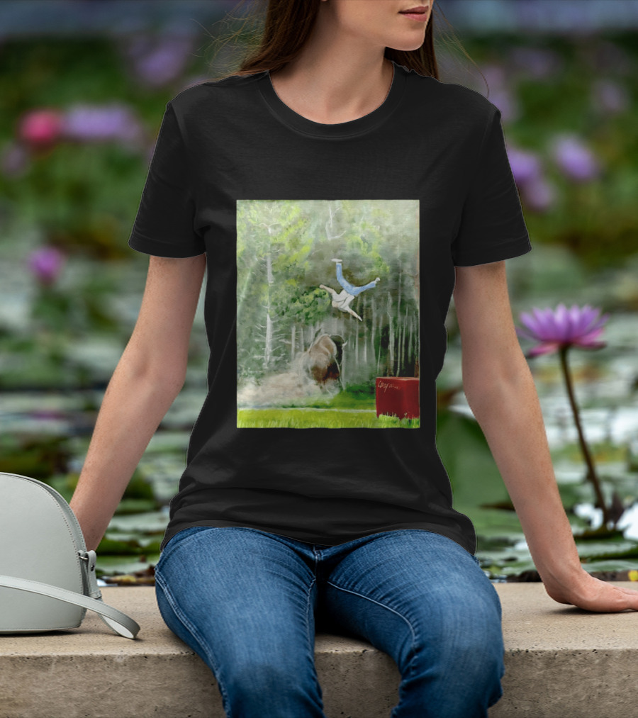 Sportman Epic Bison Attack Wildlife Painting T-Shirt