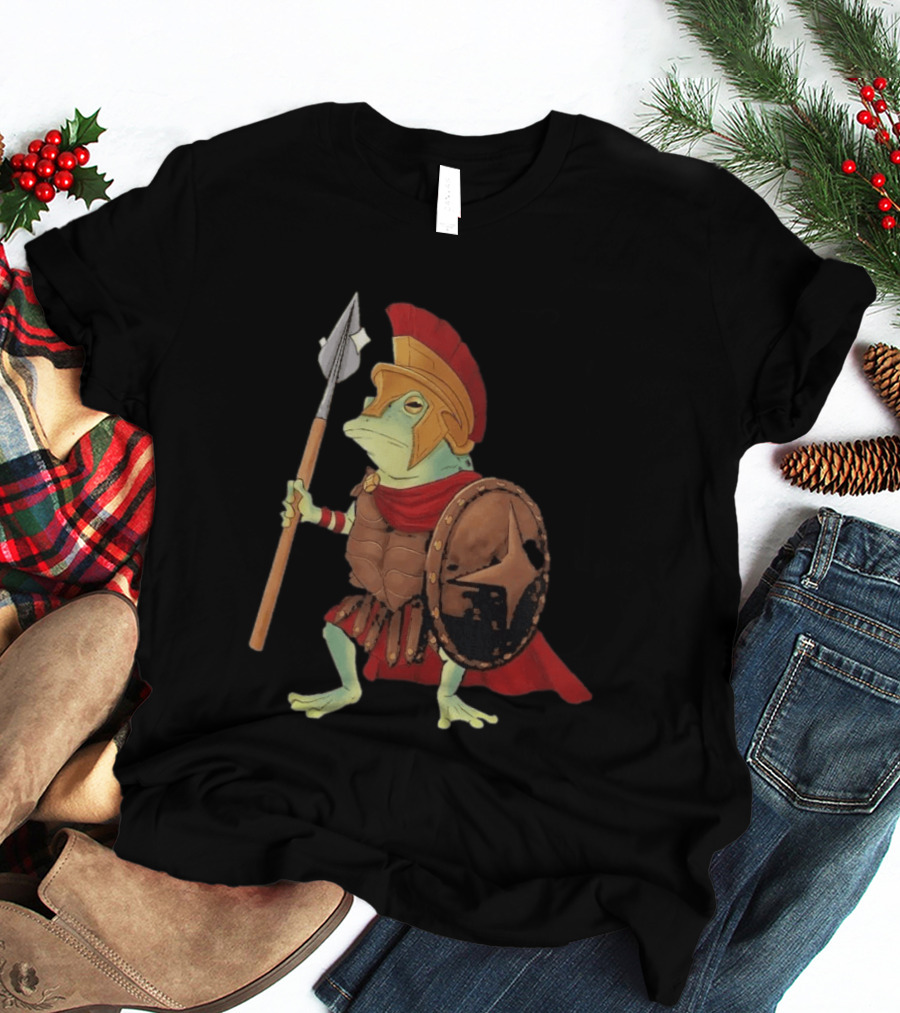 Stakuyi Hop Lite Frog Roman Soldier Spear Shield Helmet Red Cape T-Shirt