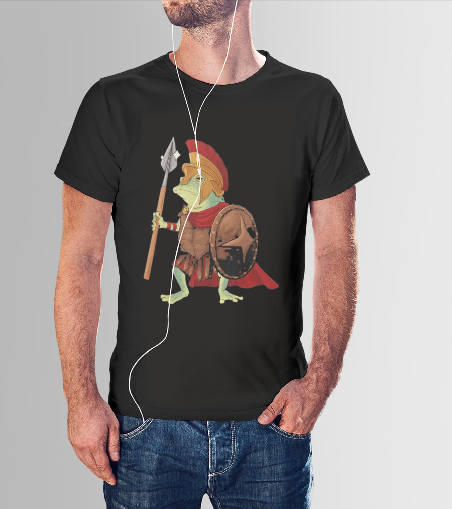 Stakuyi Hop Lite Frog Roman Soldier Spear Shield Helmet Red Cape T-Shirt