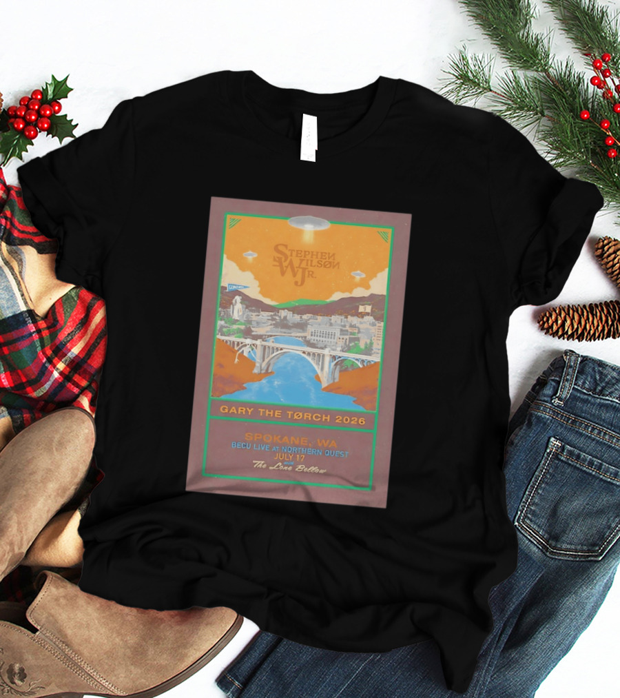 Stephen Wilson Jr Gary The Torch 2026 Bridge UFO Spokane WA Concert July 17 The Lone Bellow T-Shirt