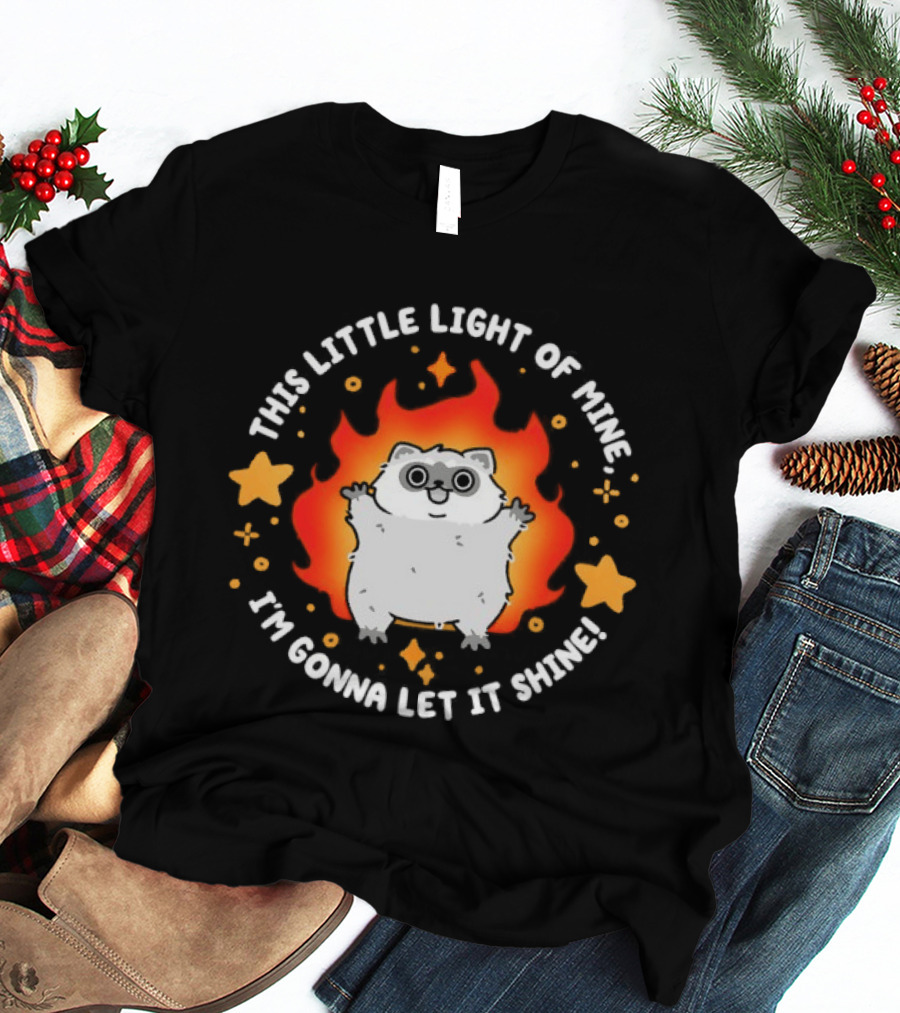 This Little Light Of Mine Raccoon I'm Gonna Let It Shine Stars Flame T-Shirt