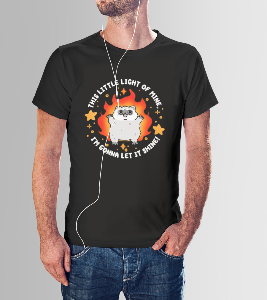 This Little Light Of Mine Raccoon I'm Gonna Let It Shine Stars Flame T-Shirt