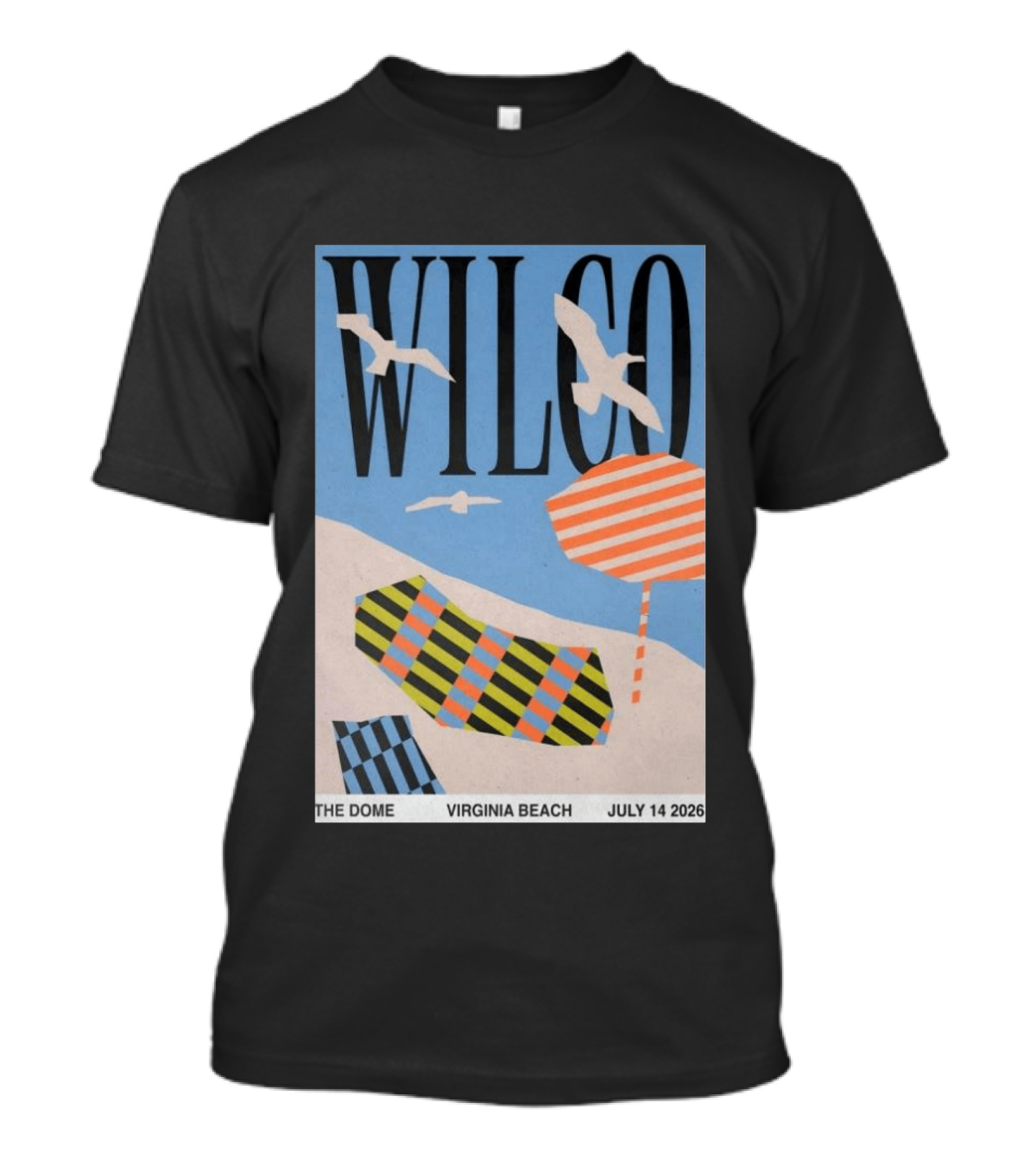 Wilco Concert The Dome Virginia Beach July 14 2026 Seagulls Beach Umbrellas T-Shirt
