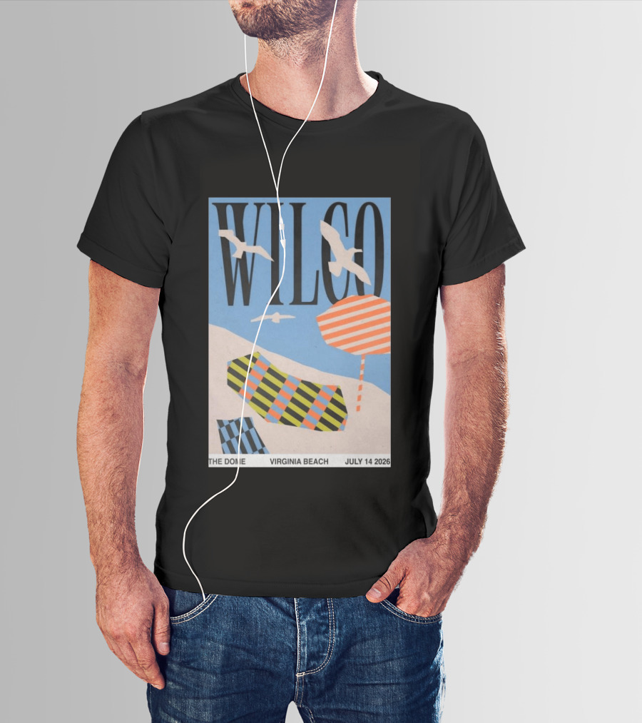 Wilco Concert The Dome Virginia Beach July 14 2026 Seagulls Beach Umbrellas T-Shirt