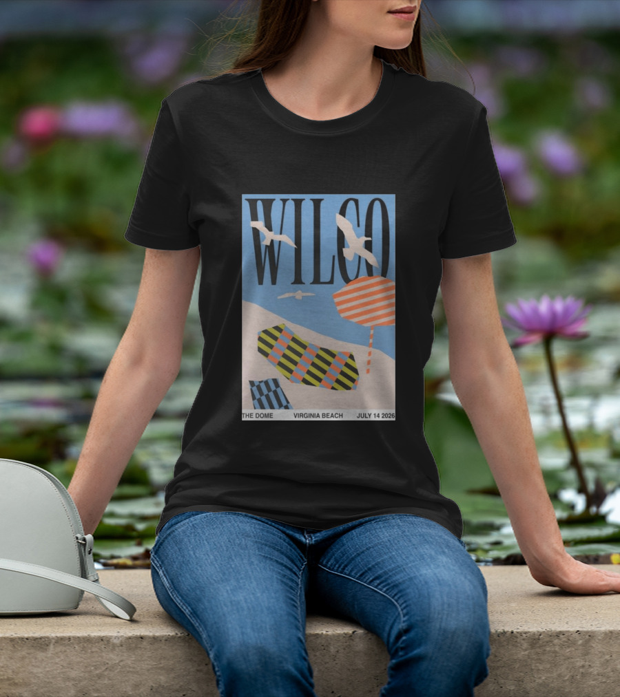 Wilco Concert The Dome Virginia Beach July 14 2026 Seagulls Beach Umbrellas T-Shirt