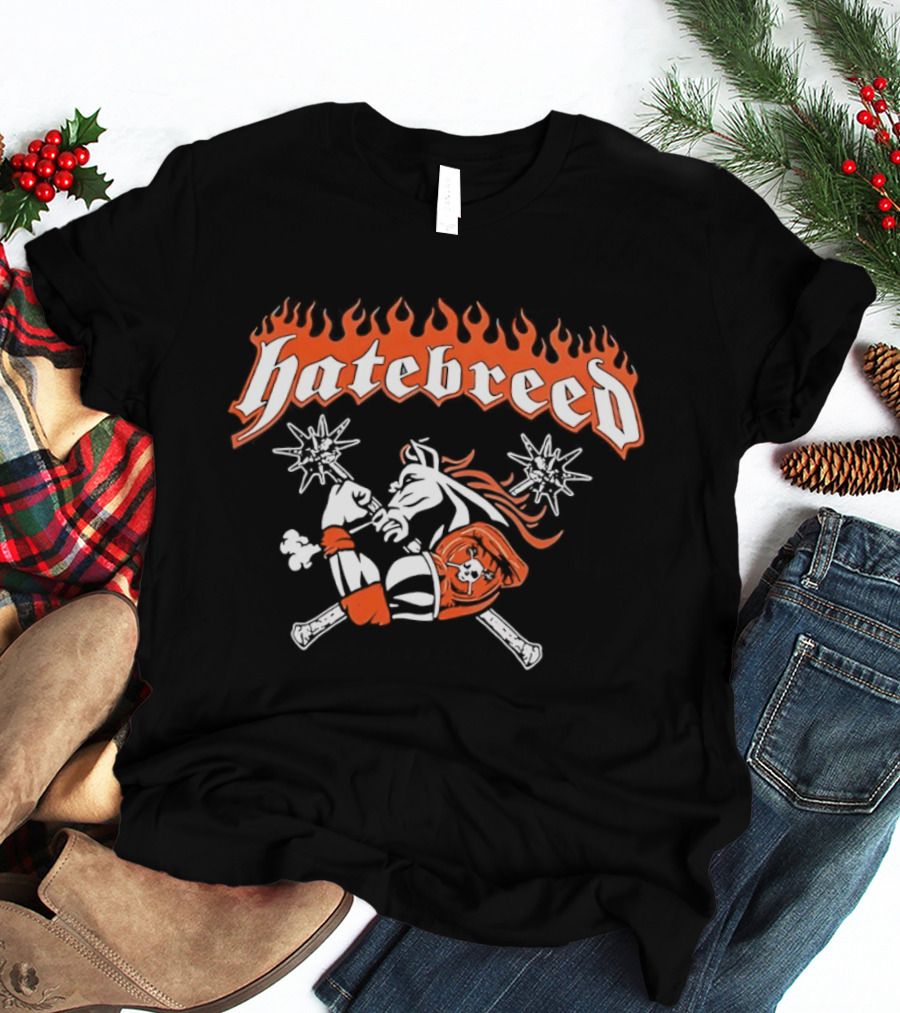 Hatebreed Flames Sword And Shield Skull Flames T-Shirt