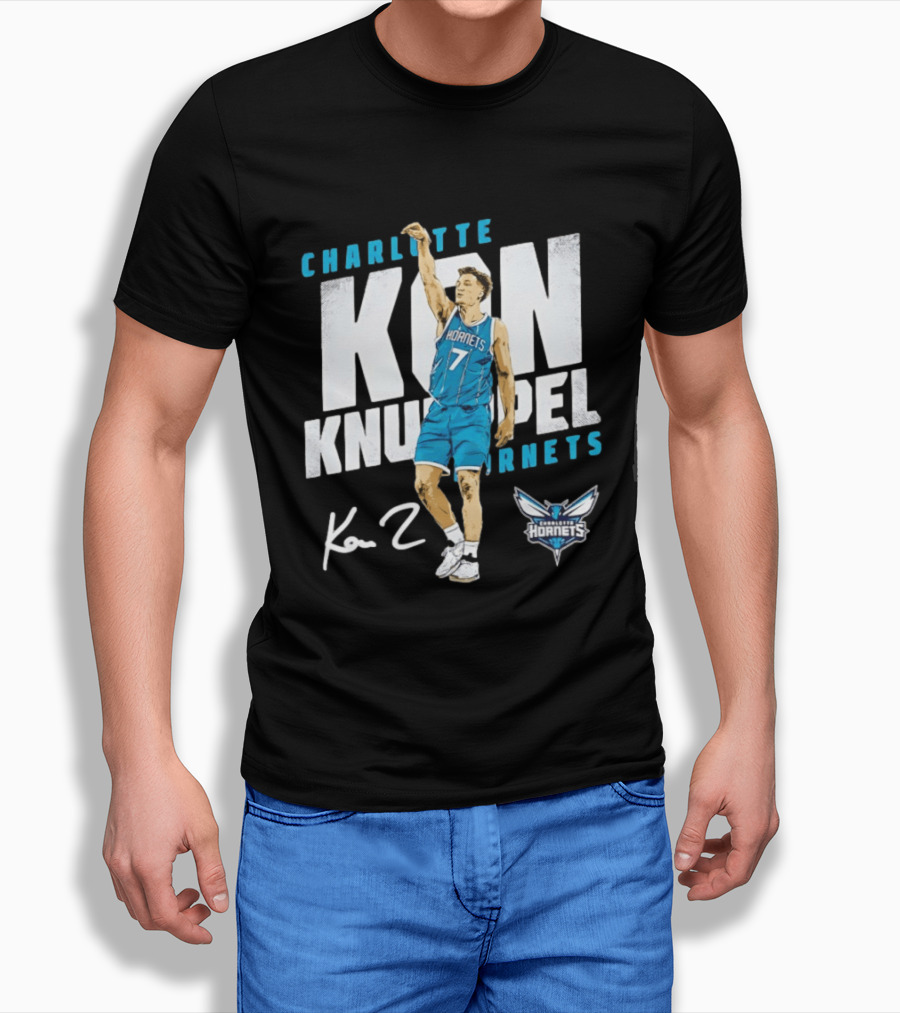 Charlotte Hornets Kon Knueppel Basketball 7 Signature T-Shirt