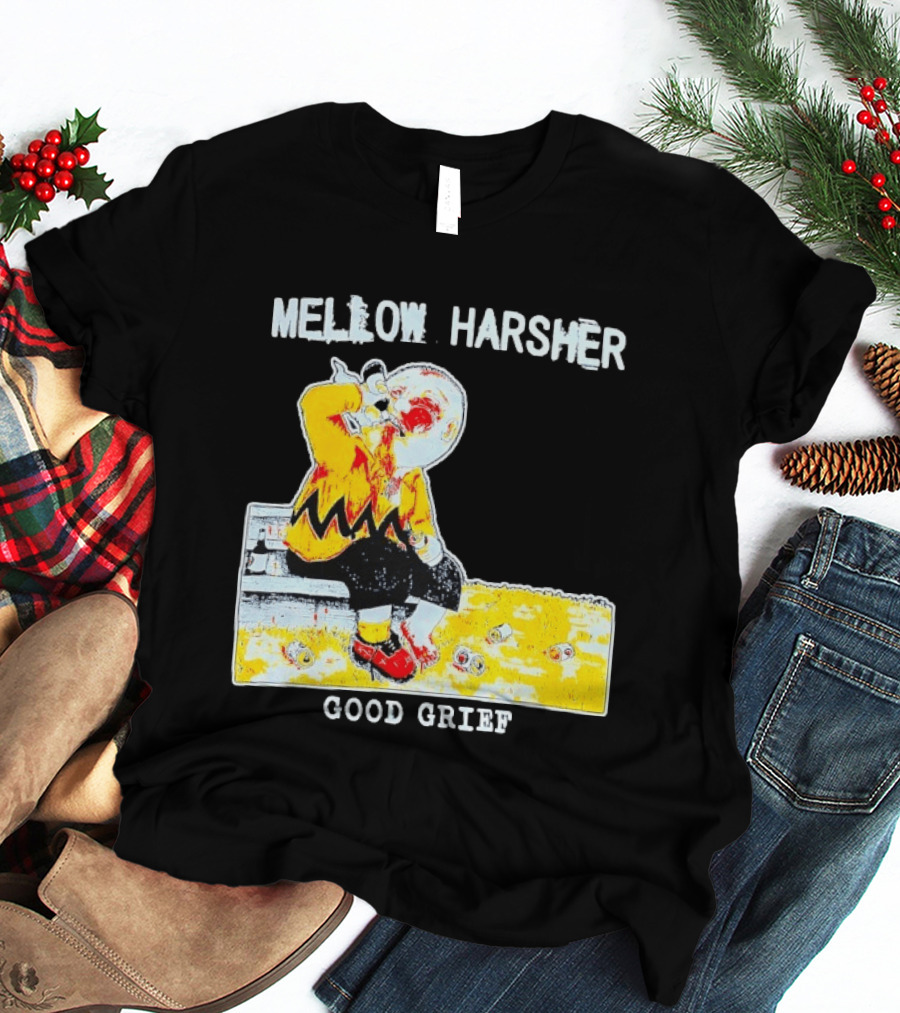 Mellow Harsher Good Grief Charlie Brown Drinking Image T-Shirt
