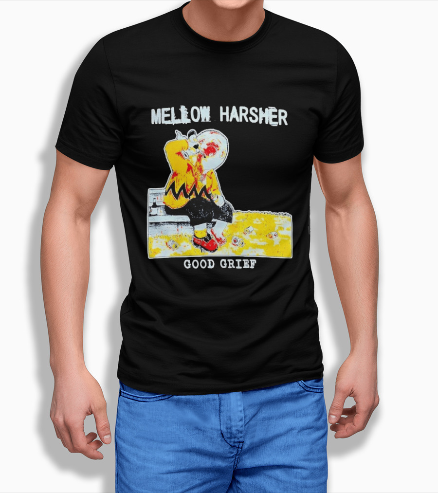 Mellow Harsher Good Grief Charlie Brown Drinking Image T-Shirt