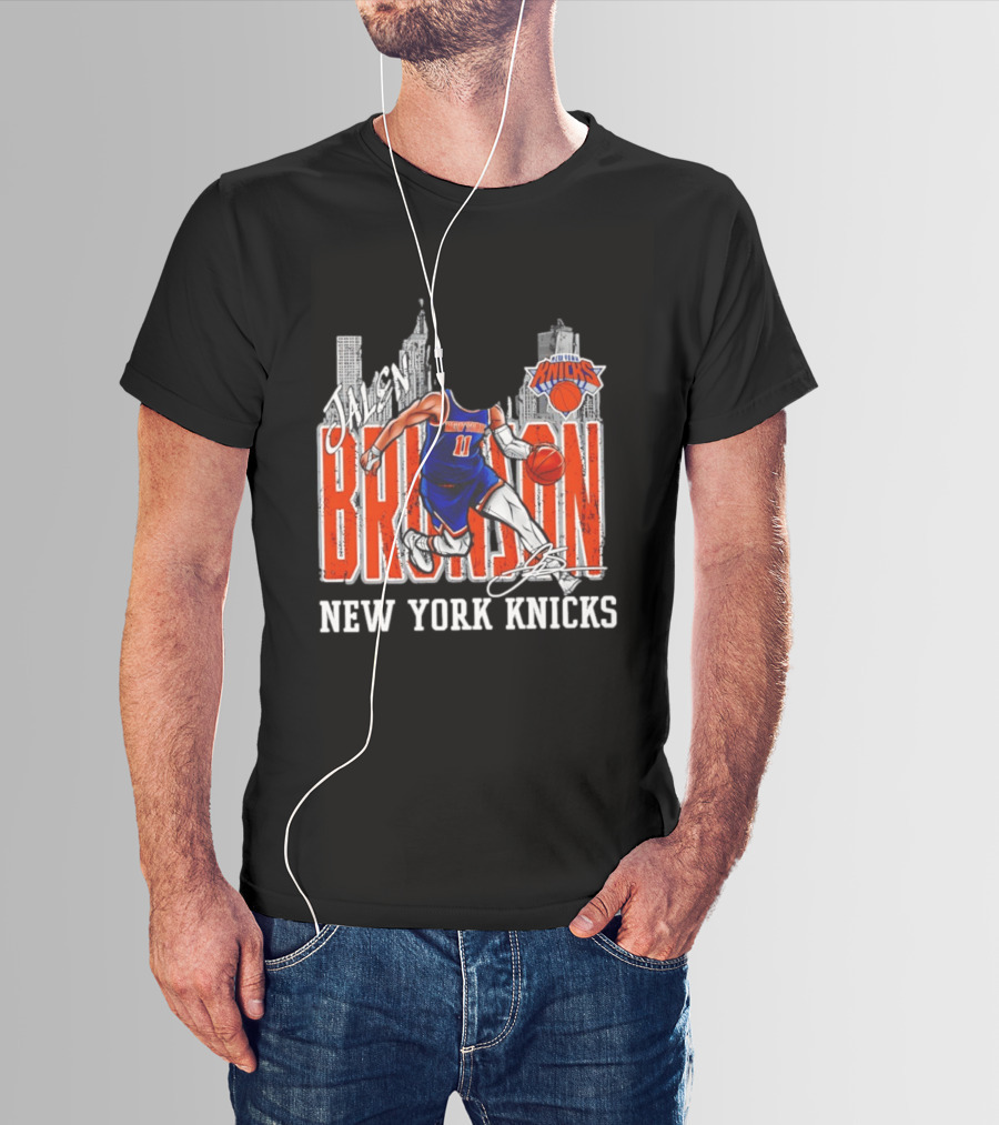 Jalen Brunson New York Knicks Basketball City Skyline T-Shirt