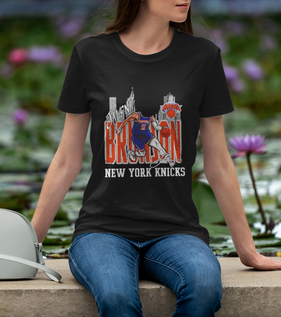 Jalen Brunson New York Knicks Basketball City Skyline T-Shirt