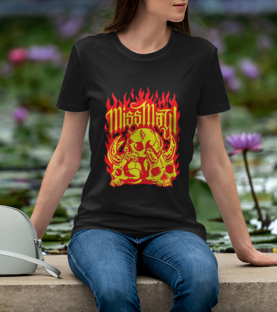 Miss May I Flaming Skulls Fire Metalcore Band T-Shirt