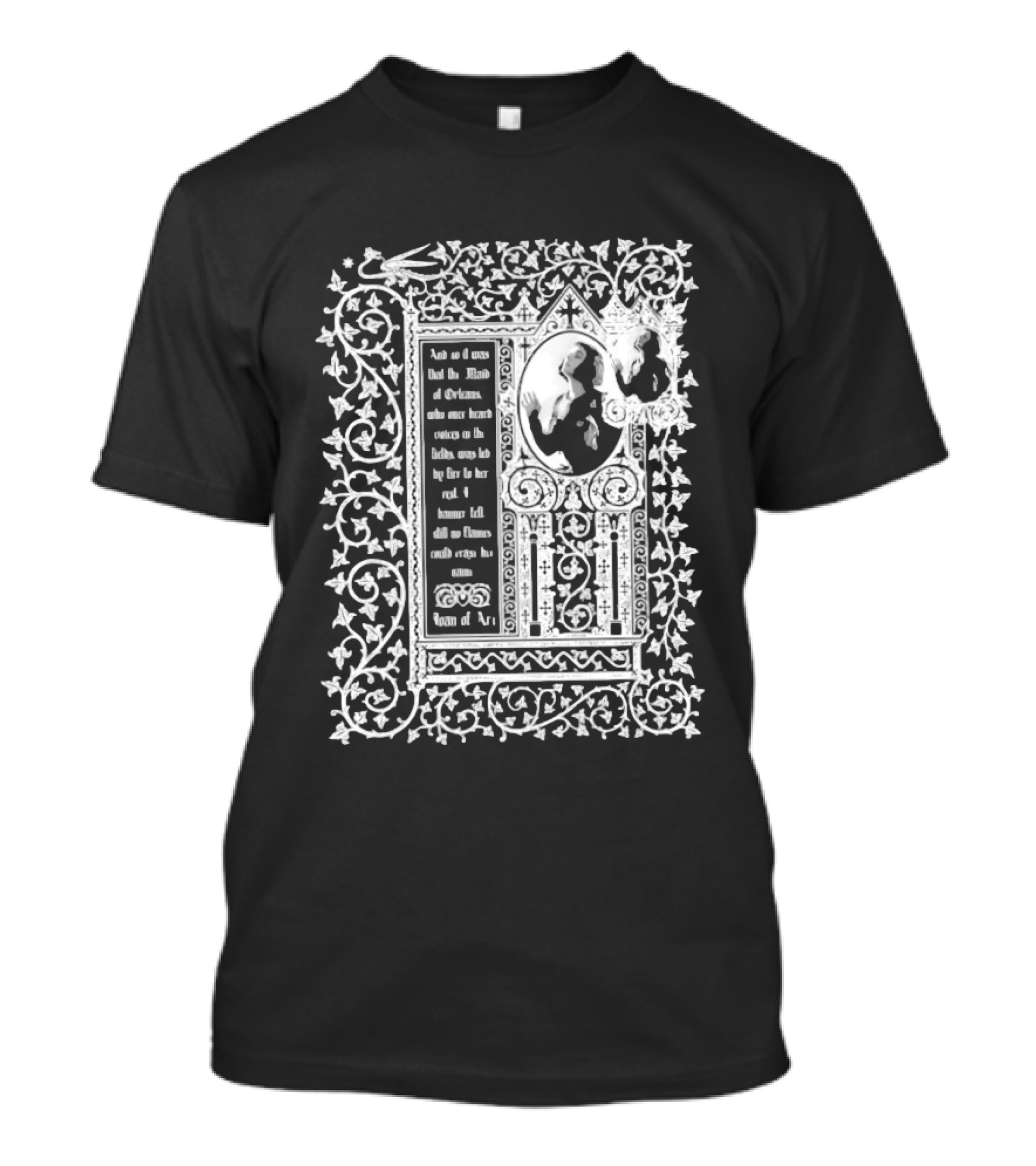 Joan Of Arc Maid Of Orleans Historical Figure Medieval Armor French Heroine Knights Courage Ornate Frame T-Shirt