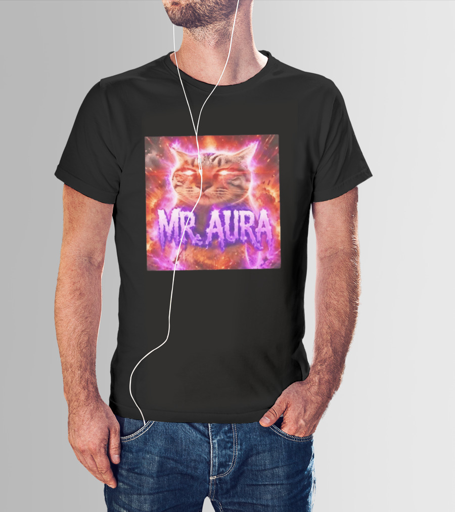 Mr. Aura Cat Fiery Cosmic Internet Culture Phenomenon T-Shirt