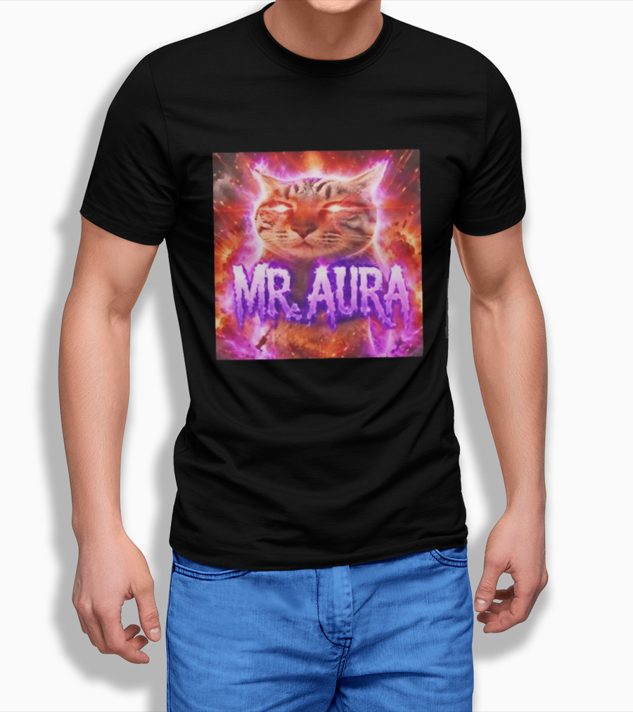 Mr. Aura Cat Fiery Cosmic Internet Culture Phenomenon T-Shirt
