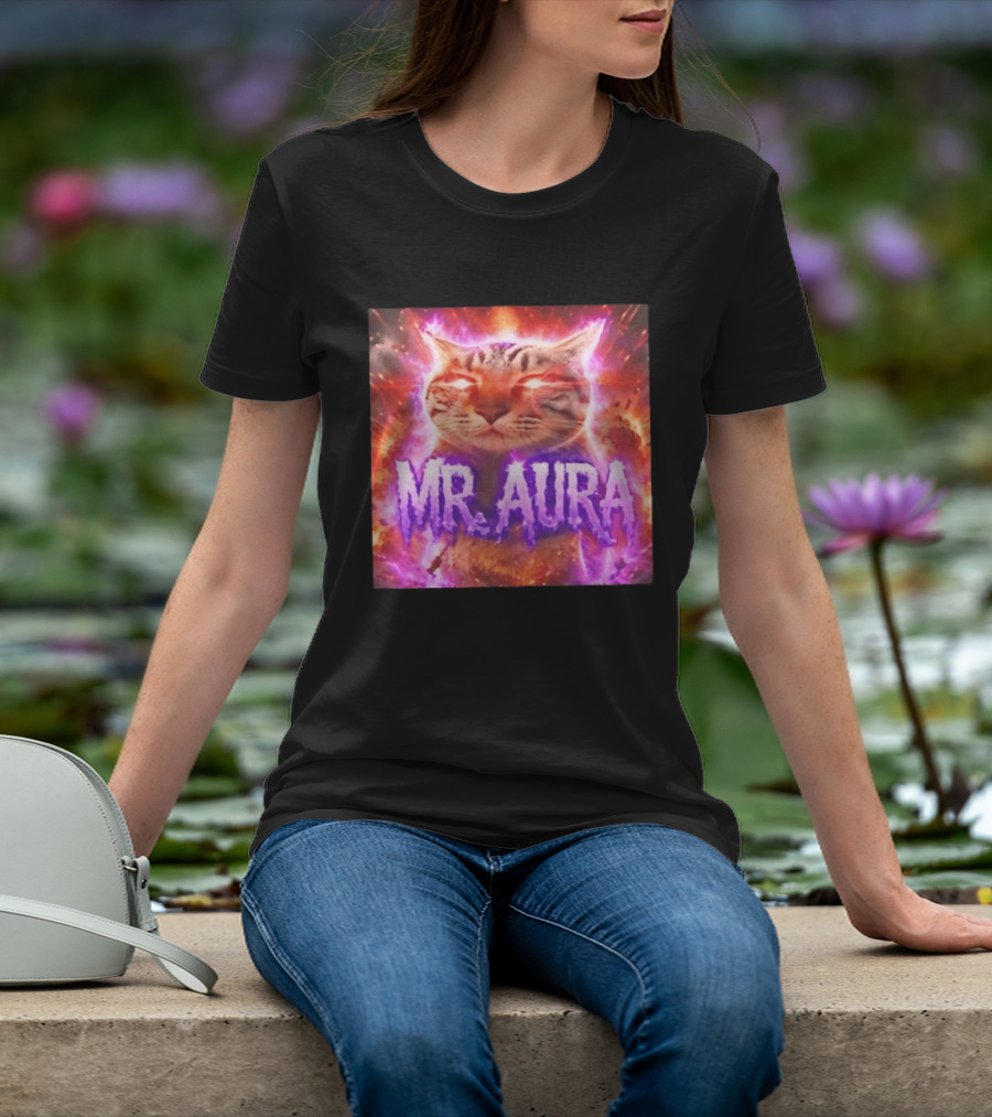 Mr. Aura Cat Fiery Cosmic Internet Culture Phenomenon T-Shirt