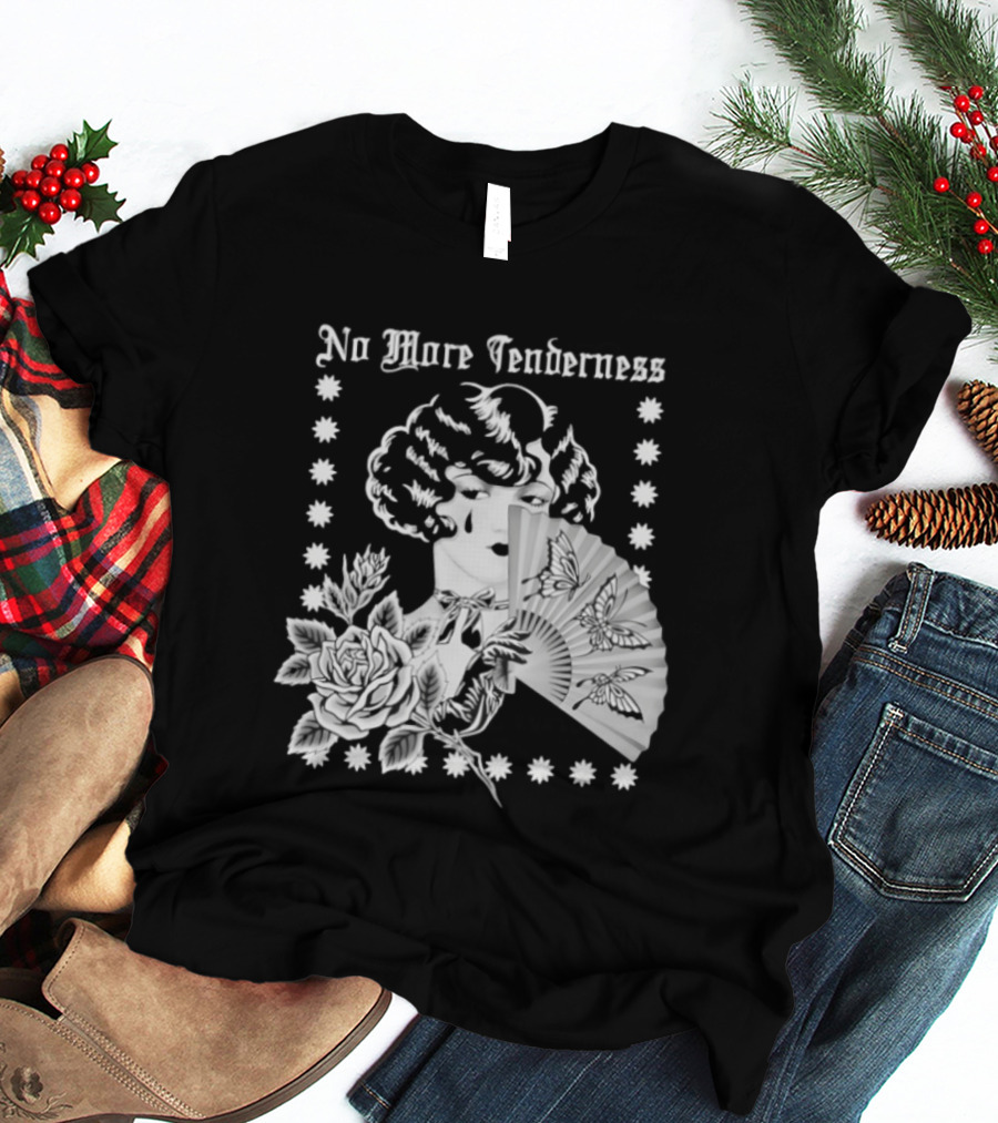 No More Tenderness Gothic Deco Rose Face Fan Butterfly T-Shirt