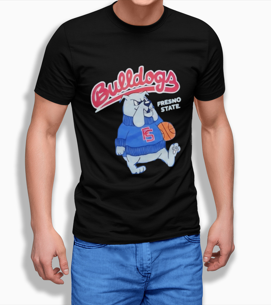 Fresno State Bulldogs Mascot With Basketball And Sweater T-Shirt