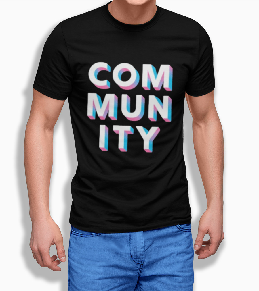 Community Colorful 3D Text Block T-Shirt