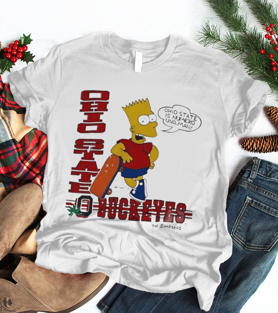 Ohio State Buckeyes Bart Simpson Numero Uno Man Skateboard T-Shirt