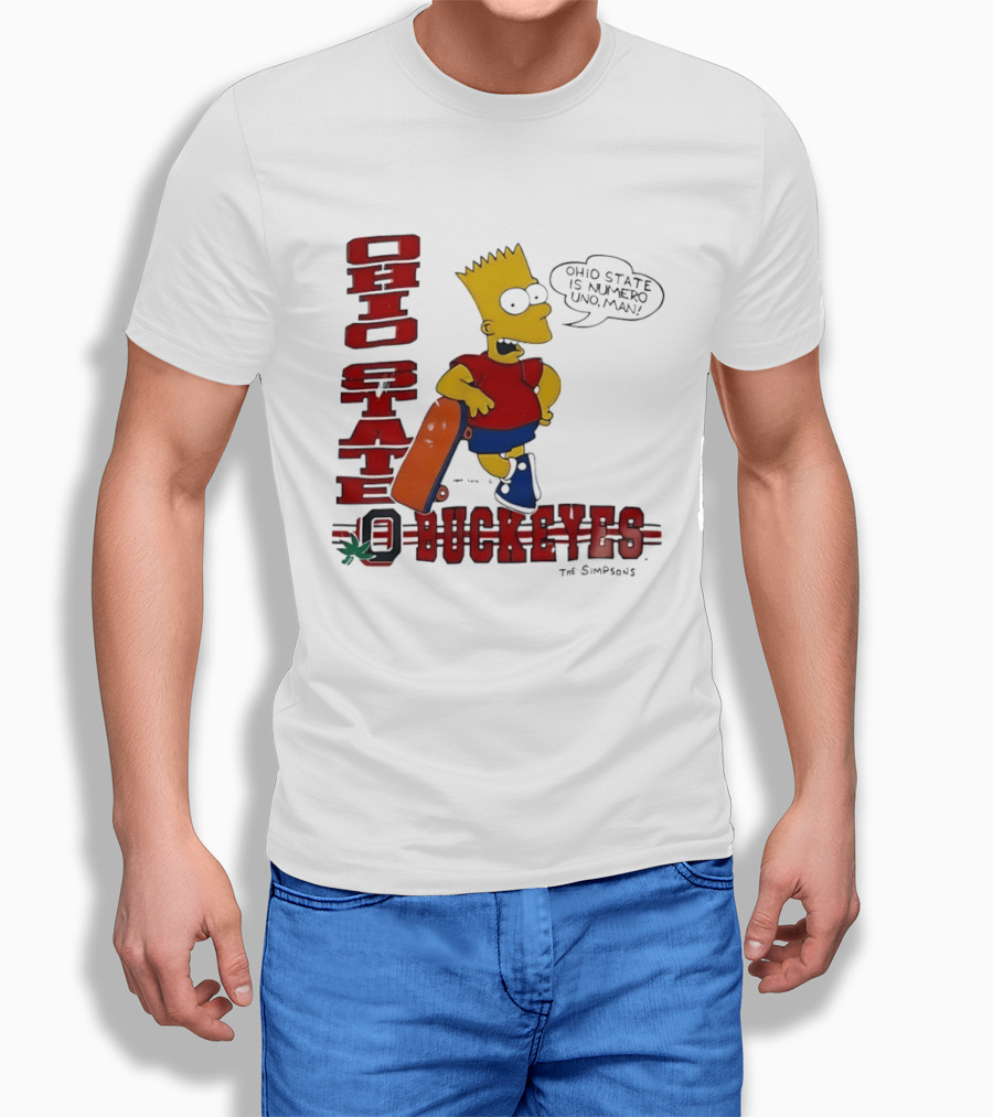 Ohio State Buckeyes Bart Simpson Numero Uno Man Skateboard T-Shirt