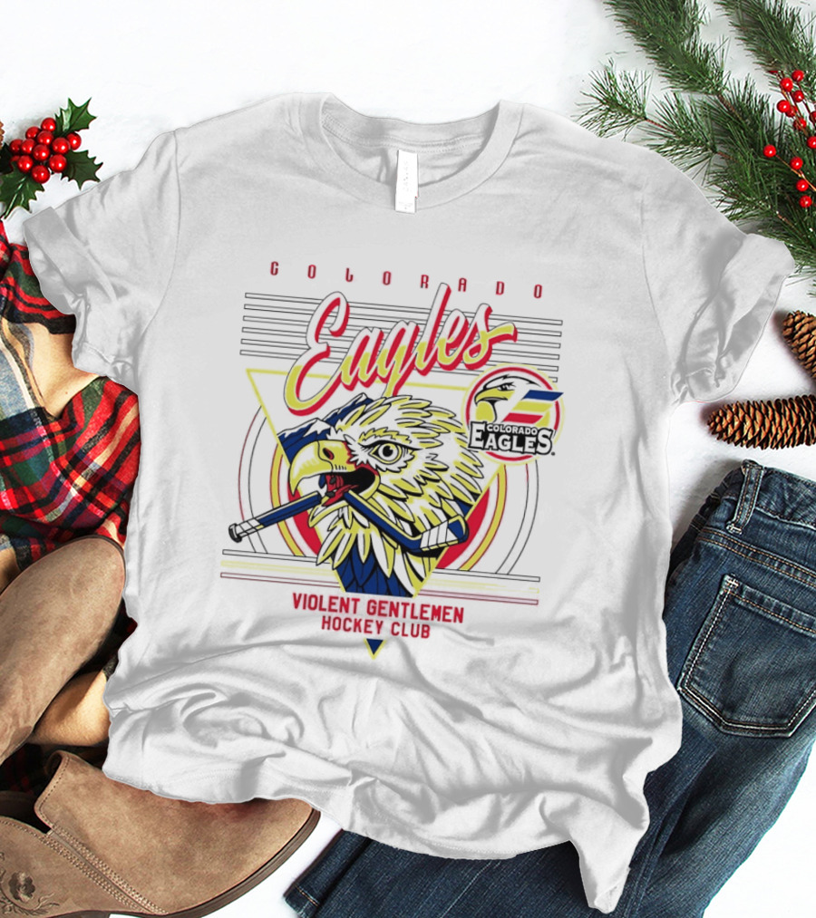 Colorado Eagles Eagle Biting Stick Violent Gentlemen Hockey Club T-Shirt
