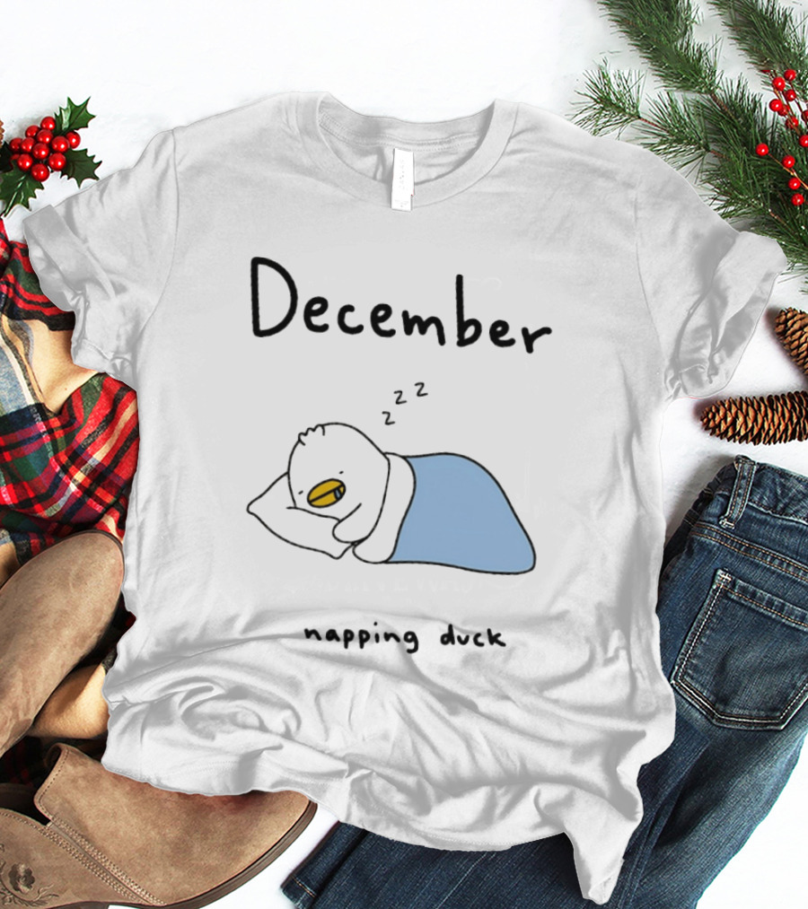 December Cozy Napping Duck Winter Month T-Shirt
