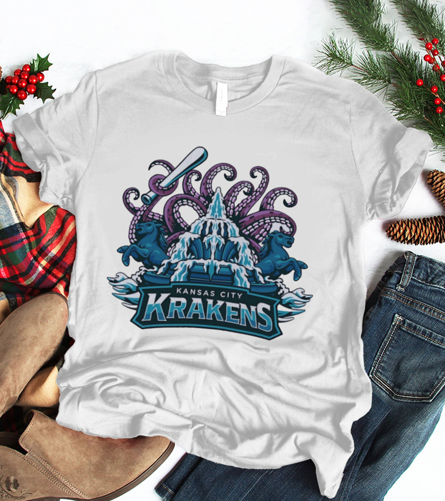 Kansas City Krakens Fountain Octopus Horses Sports Team T-Shirt