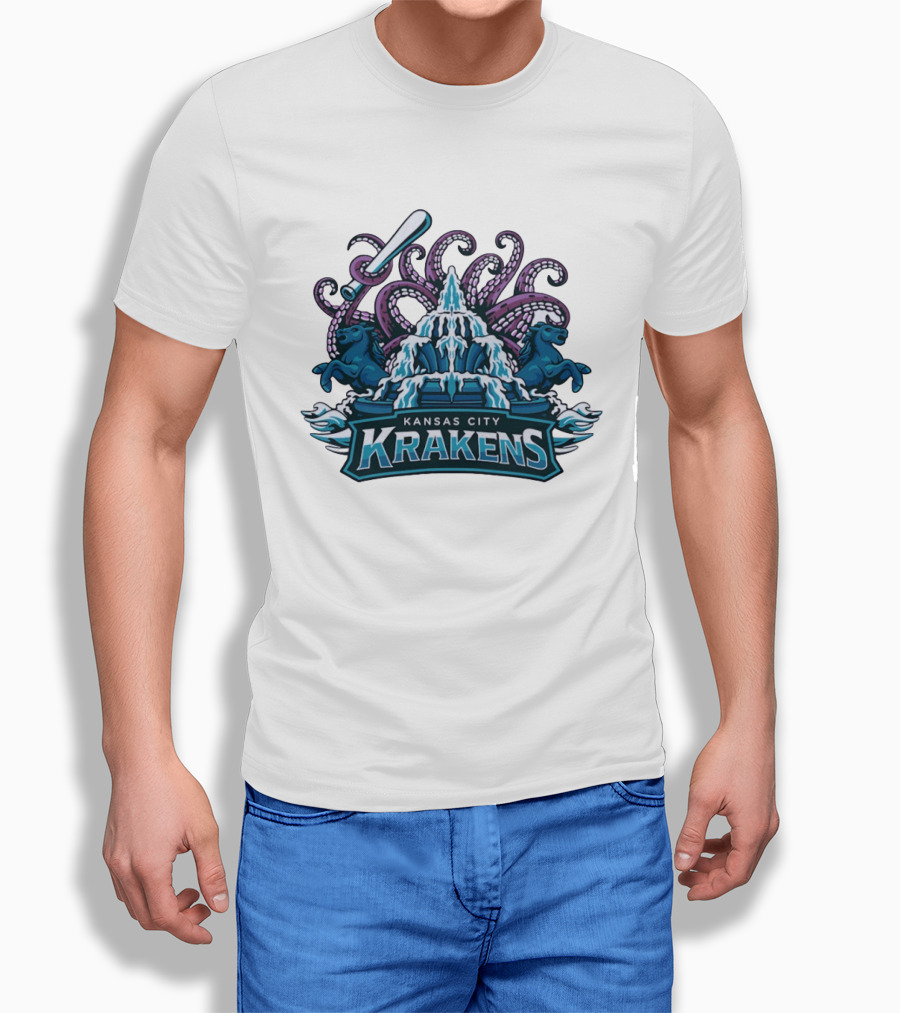 Kansas City Krakens Fountain Octopus Horses Sports Team T-Shirt